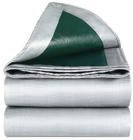 Lona de polietileno resistente de 5 m x 10 m, impermeable y duradera, para el hogar, barco, coche, camping, lámina protectora multiusos para uso en exteriores