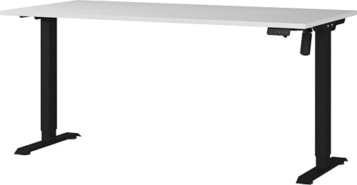 Germania Schreibtisch 8024-581, in Lichtgrau/Schwarz, elektr. höhenverstellbar, 160 x 119 x 80 cm (BxHxT)