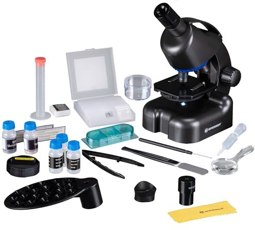 Bresser Junior Mikroskop CM-04 100x-900x, Kinder-Mikroskop ab 6 Jahren, LED-Beleuchtung, Smartphone-Halterung, Experimentier-Set, batteriebetrieben