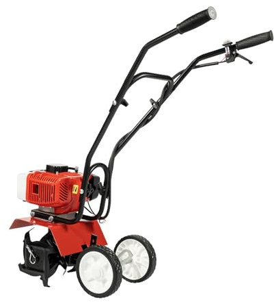 2-Takt Benzin GartenfräSe Motorhacke Radantrieb AckerfräSe BodenfräSe Kultivator Gartenhacke Hacke Minikultivator Mini Bodenfräse Grubber Leistungsstarkes Zweitakt Motor Getriebe 52CC 1900W