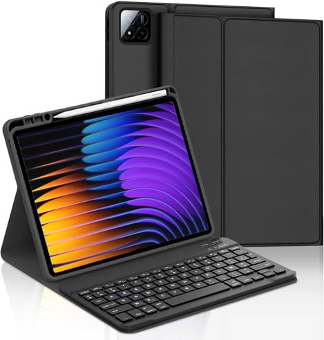 WAVATA Tastatur für Xiaomi Pad 7/7 Pro 2024 11.2, Hülle mit Tastatur für Xiaomi Pad 7 Pro Keyboard Cover Magnetische Bluetooth Abnehmbare QWERTZ Layout, Schwarz