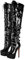 blingqueen Damen Plateau Overknee Stiefel Punk Boots Stilettos High Heels mit Nieten Schnallen Schnürer Metallic Schwarz 36 EU