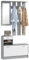 HOMCOM Hallway Furniture Set with Shoe Storage Cabinet and 6 Hooks Coat Rack, Hallway Storage Unit with Mirror, Drawer and Adjustable Shelf, Dark Grey