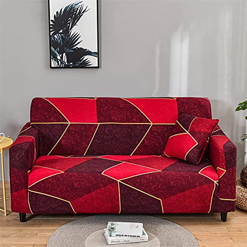 Sofaschoner rutschfest Elegantes Rotgold Sofa Überzug Stretch Elasthan Couch Bezug Abnehmbare Waschbar Sofahusse rutschfest Moderne Sofaüberzug Universal Couchüberzug 3 Sitzer