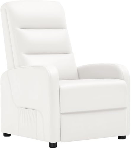 COMHOMA Relaxsessel Fernsehsessel mit Verstellbarer Rückenlehne bis 160°, Federkissen mit Fußstütze Einzelliege Sessel Wohnzimmer Einzel Liegesessel Schlafzimmer Heimkino PU-Weiß