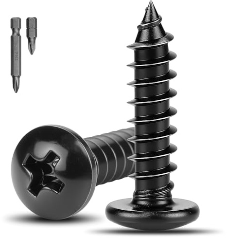 XRXYMQ 110 piezas Tornillo Madera M5 x 20 mm Tornillos Para Madera Cabeza Redonda Tornillos Negros Para Tornillo Autorroscantes