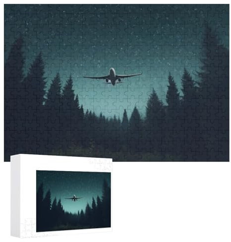 1000 Pieces Puzzles for Adults - Airplane Crossing A Starry Night Sky Challenging Brain Puzzle Games Decorative Jigsaw Puzzles for Recreational Activities