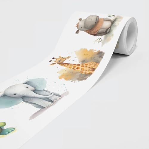 Selbstklebende Bordüre - Tapetenbordüre Wandbordüre - Dekorative Wandtatto für Wände, Möbel, Decken, Tapeten, Türen - Tiere - auf 5,00 m x 0,15 m je Rolle
