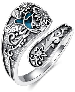 HARMONY BOLA Meeresschildkröten-Ring aus 925er Sterlingsilber Schmuckgeschenk für Damen zu Geburtstag und Weihnachten, Größe 7