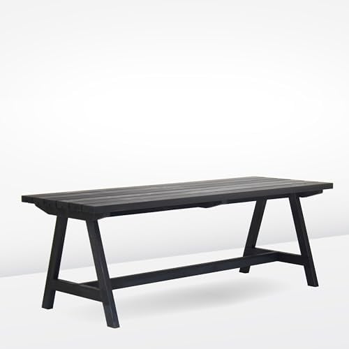 AMATA USMA Outdoor Dining Table 205 cm, Solid Pine, Scandinavian Design, Weather-Resistant, Painted Night Black – Garden & Patio Furniture