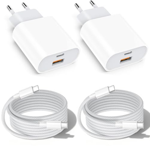 2er-Pack iPhone 17/16 USB C Ladegerät Ladekabel, 25W USBC Power Adapter Schnellladegerät mit 1,8M Schnellladekabel für iPhone 17 16 15 Pro Max/Plus, iPad Air/Pro,Samsung Handy Netzteil Stecker Charger