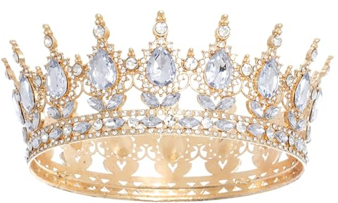 Geburtstag Königinnenkronen für Frauen Vintage Kristall Tiara-Krone Haarband Kopfschmuck für Hochzeiten, Prinzessinnen Geburtstagskrone Crown Diadem