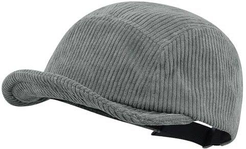 Clakllie Cord Baseball Cap mit kurzer Krempe 5 Panel Basecap Herren Verstellbar Short Brim Cap Vintage Flat Brim Baseballkappe Flat Brim Snapback Kappe