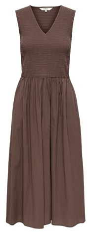 ONLY Damen Kleid Braun X_S | Normal geschnitten fit, Ohne Ärmel, Lang, Basic, Bei max. 30 grad im schongang waschen