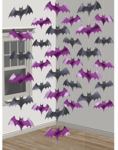 Unbekannt 6-teiliges Decken-Deko Set * Fledermaus * für Halloween oder eine Motto-Party // Kindergeburtstag Feier Fete Strings of Bat Horror Grusel Halloween