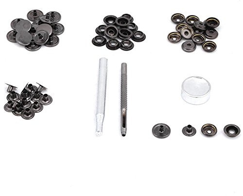 15 Set Snap Fastener Kit Herramienta de Botón Botones de Presión Cierre Snap On Set Ropa Snaps Kit Herramientas de Fijación para Tela, Piel Craft