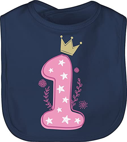 Baby Lätzchen - 1. Geburtstag - Erster Mädchen - Unisize - Navy Blau - geschenk 1 einjährige 1st latz 1geburtstag one 1.geburtstag jahr 1jahriger 1ter first birthday ersten eins jahre 1ster