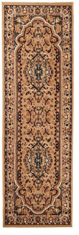Carpeto Orientteppich Läufer Teppich Beige 100 x 250 cm Medaillon Muster Kurzflor Verona Kollektion