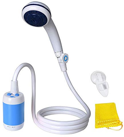 Tragbare Dusche Elektrische Dusche Camping Dusche für Zuhause oder im Freien duschen Auto waschen Pet baden Vegetation Bewässerung mit Duschkopf Absperrventil und eingebauter 4800mAh Batterien(Blau)