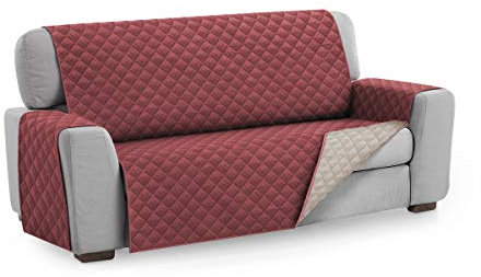 Textilhome Sofa Überzug MALU, Sofabezug 4-Sitzer (200 cm), Couch Überzug Gepolstert & Wende, Sofaschoner SofaÜberwurf Schutzdecke, Universell, Haustierfreundlich, Farbe Rot