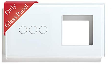 BSEED La combinaison d‘’un panneau en verre 3 gang blanc et 1 cadre de verre blanc 157mm
