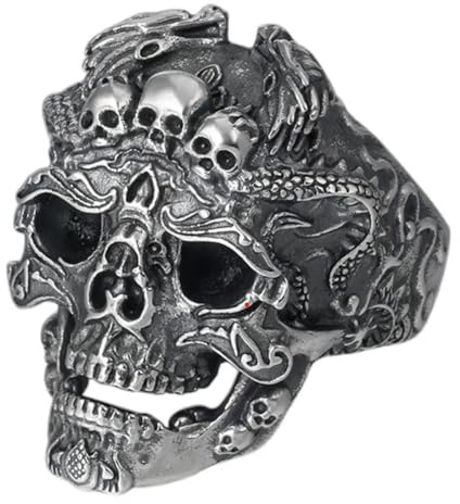 Skull Ring for Men, Heavy Gothic Adjustable Unisex Jewellery Gift