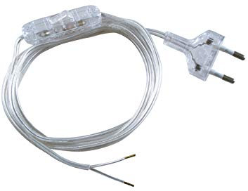 POLY POOL - PP0372.7Q Cavo Abat jour Bipolare Trasparente 1,5 Mt - Cavo Con Interruttore 2 Ampere e Spina 2,5 Ampere - Cavo Abat jour 2 Poli - Cavo Filo Elettrico Bipolare Sicuro e Made in Italy