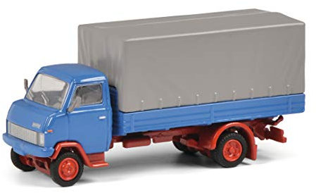 Schuco 452648900 Heart Hanomag F55, Modellauto, Maßstab 1:87, Design Plane, Blau, Grau, Rot