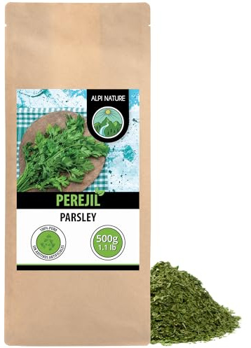 Alpi Nature Prezzemolo Essiccato 500g, Foglie Essiccate e Tritate, Spezia di Prezzemolo per la Cucina