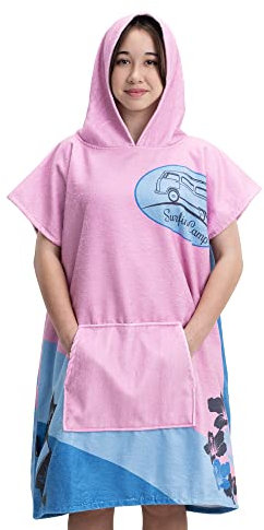 HOMELEVEL Poncho de bain - Peignoir de bain manches courtes en coton et polyester pour enfants et ados - Pour sports aquatiques après douche plage