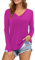 Florboom Oberteile Damen V-Ausschnitt Shirt Langarm Bluse Tunika Longshirt Lila XL