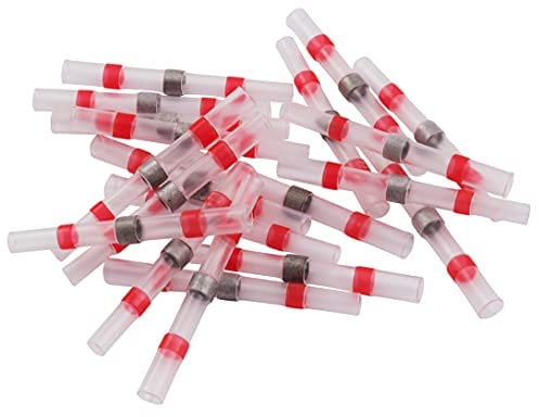 MC POWER - Lötverbinder | 20er-Pack | schnelle und einfache Verbindung von Kabeln: Schrumpfschlauch und Lötzinn in Einem (20x 2,7mm-Ø, rot)