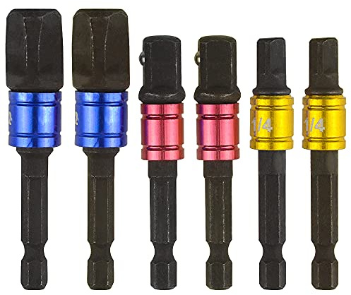 BGTXINGI 6Pcs 2Set Impact Grade Socket Adapter Socket Hex Shank Impact Driver Socket Bit Set 1/4 3/8 1/2 (Black)