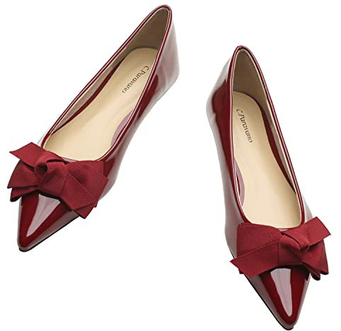 C.Paravano Ballerinas Damen Elegante und Bequeme Flachschuhe Spitze Ballerinas für den Alltag, Büro & Festliche Anlässe (42,Rot)