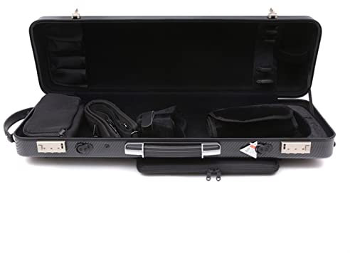 KESHUO professionelle Geigenkoffer Schwarz 4/4 Violine Hardcase Hohe Festigkeit Carbon Composite