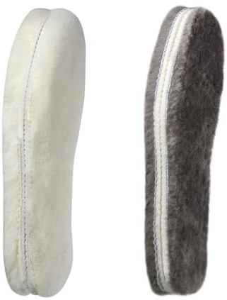 Yusimu 2 Paar Lammfell Einlegesohlen für Damen und Herren, Hochwertige Winter Schuheinlagen, Thermo Einlegesohlen aus Wolle für warmen und bequemen Fußkomfort im Winter,38 Weiß Grau