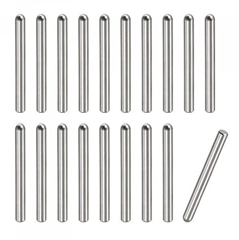 sourcing map 2x25mm Goujons Goupilles, 20pcs 304 Acier Inox Rond Tête Plat Chanfreiné Terminal Cheville Broche Bois Superposé Lit Étagère Chevilles Support Étagères Attacher Éléments