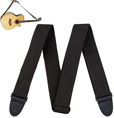 BASTOUR Gitarrengurt, Nylongurt für Gitarre, verstellbarer Gitarrengurt, bequem und atmungsaktiv, geeignet für E-Gitarre, Akustikgitarre, Westerngitarre, Schwarz, Schwarz , Large