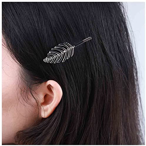 Allereya Vintage Blatt Haarspange Barrette Palmblatt Haarspange Barrette Blattseite Haarspange Barrette Silbernes Blatt Haarspange Haarschmuck Für Frauen Und Mädchen (silber)