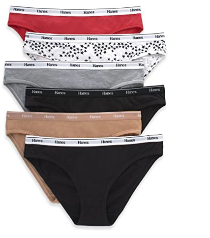 Hanes Originals Women's Underwear Bikini Panties, Stretch Cotton Underwear, Basic Assorted Colors, 6-Pack