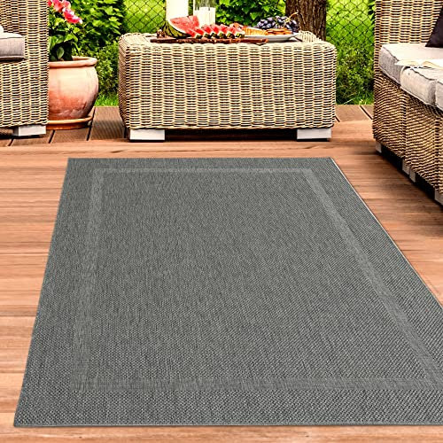 CARPETIA Klassischer Sisalteppich mit dezenter Bordüre in anthrazit Größe 60x110 cm