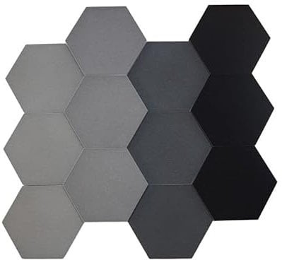 Paneldesign24 Fluffo Hexa Flat Set | Assorbitore acustico da parete | Pannelli acustici Hexgon | 12 pannelli da parete 3D | moderni e di alta qualità (grigio)
