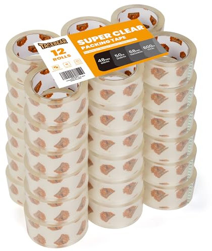 TAPEBEAR 36 Rollen Paketklebeband Superklar Paketbänder Paketklebeband 48mm x 50m Transparent Verpackungsklebeband Paketband Stärke 2.7mil für Versand, Umzug und Lagerung