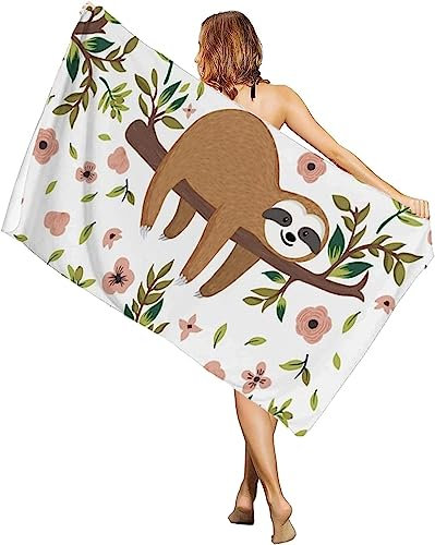MORTRA Süßes Faultier Strandtuch Kinder 70x140 cm, Schnelltrocknend Sandfrei Strandhandtuch 3D Tier Mikrofaser Handtücher Badetuch für Damen Herren Handtuch Groß Strandtücher Strandlaken Badehandtuch