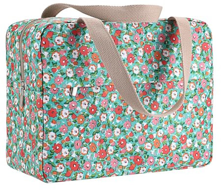 IGNPION Kulturbeutel Groß Kosmetiktasche Reise Make-up Tasche Floral Blau, Grün (Blumenmuster), Travel