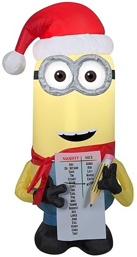 Luftgeblasener Minion Kevin mit frecher oder schöner Liste, aufblasbare Weihnachtsdekoration