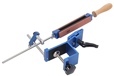 Affilacoltelli Professionale, Kit Affilacoltelli Ad Angolo Fisso con 4 Utensili per Affilare i Coltelli con Pietra Abrasiva Diamantata e 4 Pietre per Affilare