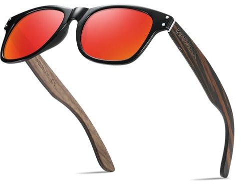 KITHDIA Holz Sonnenbrillen Polarisierte Sonnenbrille,Herren Damen Polarisierte holz brille,Polarisierende Brillengläser mit UV400-Schutz S8001