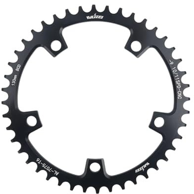 BIKECO Fahrrad Schmales breites Kettenblatt 110/130BCD 5 Schrauben Rundes Fahrradkettenblatt 36/38/40/42/44/46/48/50/52/54/56/58/60T Fahrradkettenblatt für 9 10 11 Gang Rennrad MTB (130BCD,40T)