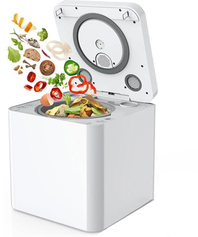 3.3L Electric Kitchen Composter, Smart Waste Compost Bin with Smart LED Screen, Fast 5-8H Turn Garbage to Compost with One-Touch, Auto Cleaning Composting Bin, Dual Vent Odorless Compost